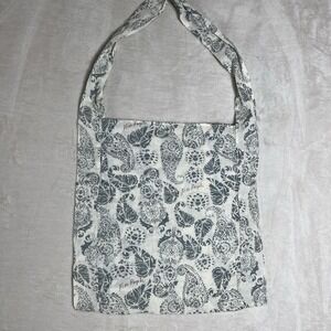 Free People Linen Cloth Lightweight Shopping Bags Gray White Paisley Boho